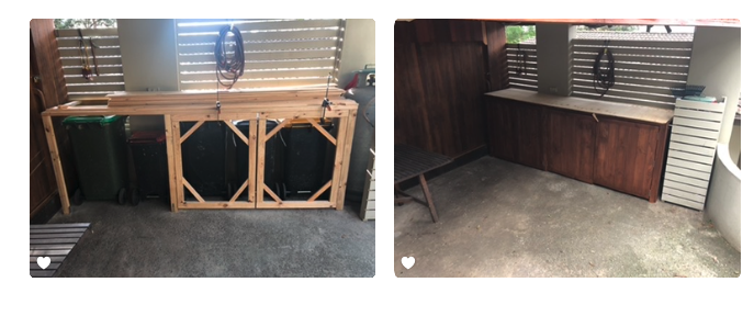 Custom timber bin enclosure built to conceal household bins