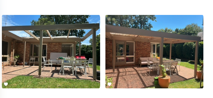 Existing pergola fitted with shade fabric for year-round outdoor entertaining