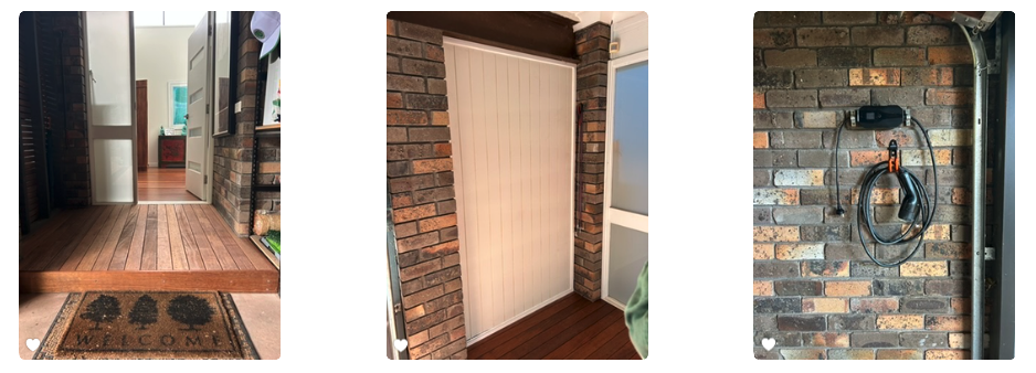 Front entry refresh — new step decking, side privacy screen and EV charger install