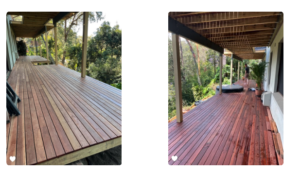 New deck boards laid over existing structure and finished with protective oil stain