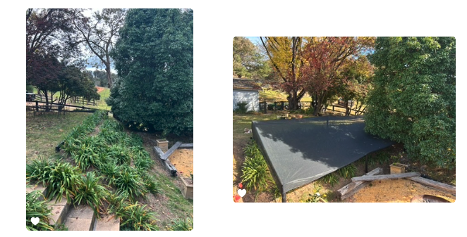 Custom protective shade cover fitted over outdoor garden area